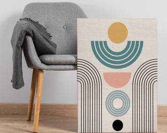 Geometric Canvas Wall Art: Mid-Century Modern Abstract Print