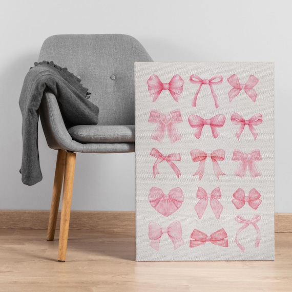 Pink Bows Canvas Wall Art, Cute Vintage Ribbon Illustration for Girly Room  Decor, Feminine Gift Print for Nursery or Chic Dressing Space - Etsy Israel