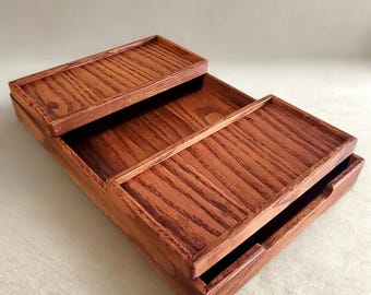 Wooden Valet Tray Set Desk Organizer Sliding Storage Stackable Catchall Box Personalized Dresser Nightstand Large Jewelry  Bedside display