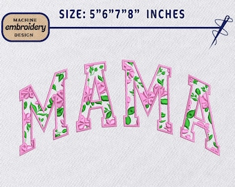 Diseño de bordado Floral Mama / Cita "Mamá te amamos muchísimo" Archivo de bordado a máquina / Patrón de puntada Wildflower Mama