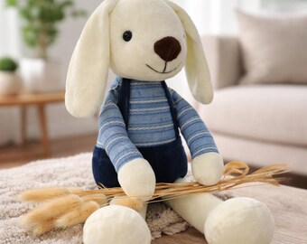 Handgemaakte knuffelkonijn: pasgeboren paascadeau voor peutermeisje | Knuffel voor babyshower
