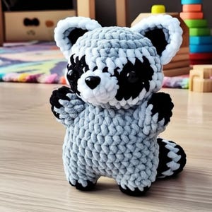 Raccoon Crochet Pattern | Amigurumi Raccoon Plush Toy | Raccoon amigurumi pattern | Beginner-Friendly Crochet Pattern | Digital Download PDF