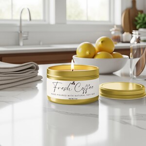Fresh Coffee Scented Soy Wax Candle - Hand-Poured 4 oz