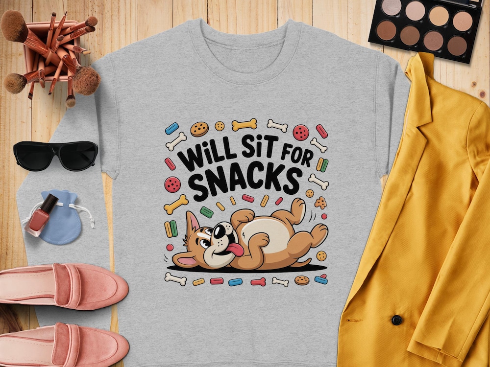 Will Sit For Snacks Sweatshirts, Funny Dog Lover Sweatshirts, Cute Pet Owner Sweatshirts, Dog Mom Sweatshirts, Dog Dad Sweatshirts Printfushion