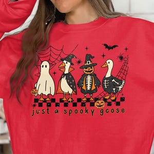 Spooky Goose Halloween Sweatshirt, Ghost Goose Shirt, Witch Goose Tee, Pumpkin Goose Sweatshirts, Cute Halloween Shirt, Spooky Season