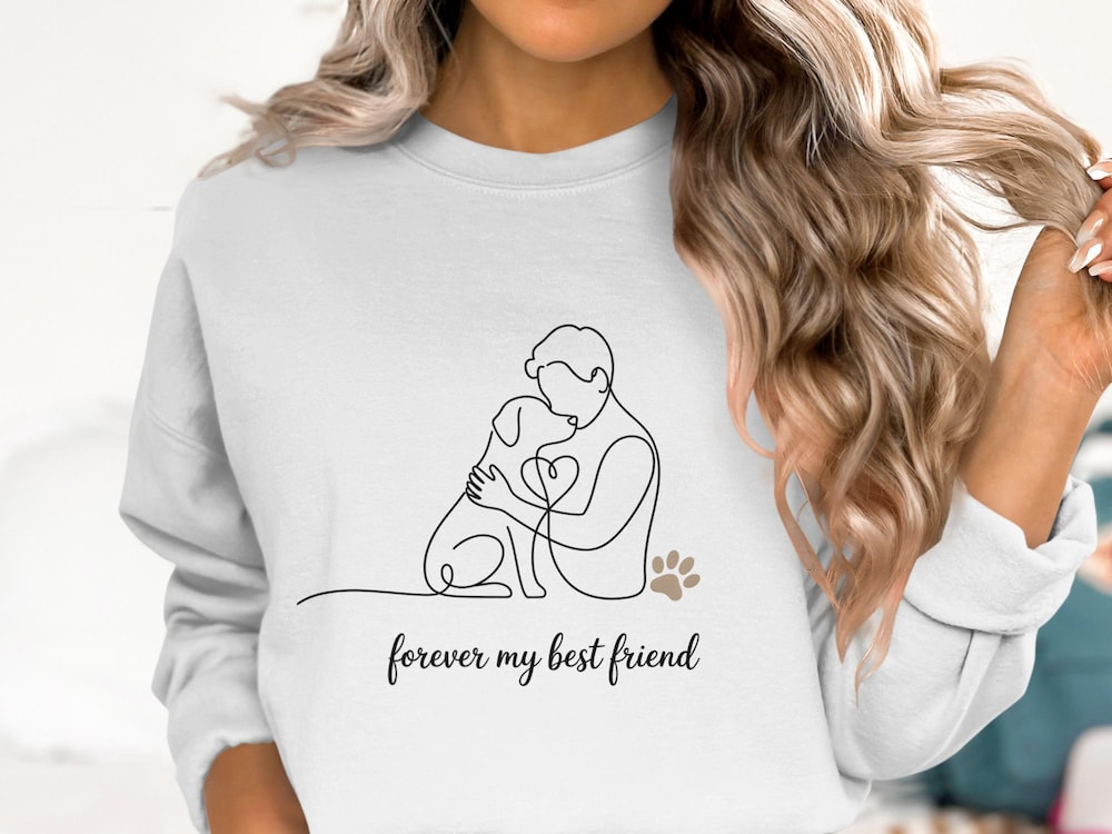 Dog Lover Sweatshirts, Forever Best Friend Sweatshirts, Minimalist Line Art Sweatshirts, Pet Owner Sweatshirts, Dog Mom Dad Sweatshirts Iconictees