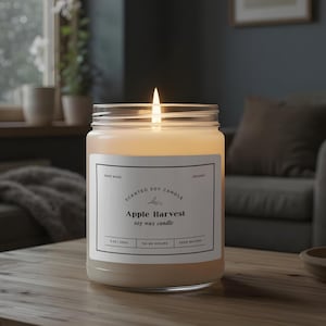 Apple Harvest Scented Candle – 9oz Soy Wax Jar, Warm Autumn Fruit Aroma, Reusable Glass Gift, Natural Home Fragrance