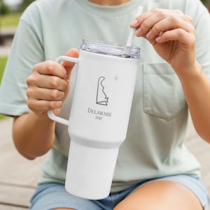 Delaware Tumbler, Delaware State Silhouette Engraving, Founding Year 1787, Custom State Tumbler, Delaware Gift, Engraved Delaware Tumbler
