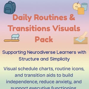 Daily Routines & Transitions Visuals for Neurodiverse Kids | Autism ADHD Visual Schedule Printable