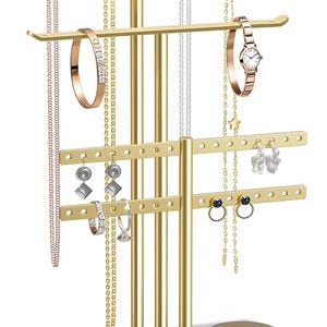 Necklace Holder Jewelry Stand Organizer for Necklaces and Bracelets,  Rotatable Jewelry Holder for Long Necklaces, Earrings, Gift for her.