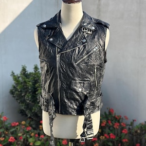 Mens Black 100% Genuine Leather Biker Motorcycle Vest, Men Black Real Leather Slim Fit Stylish Moto Vest, Leather Vest For Men, Gift For Him