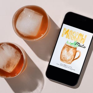 Moscow Mule Cocktail Watercolor