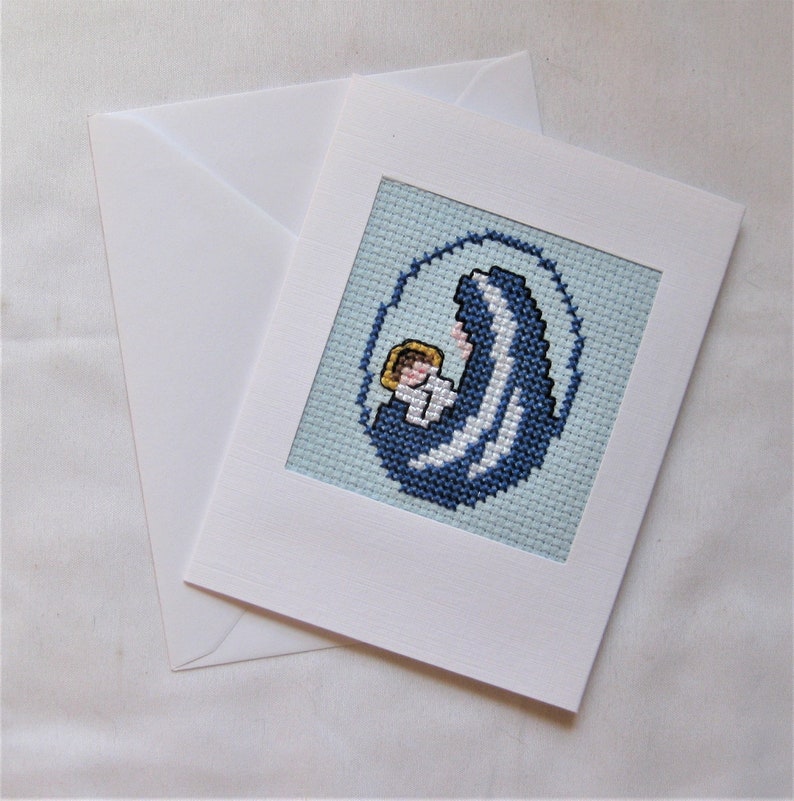 Greeting Card Christmas Cross Stitch Madonna & Child Blank With