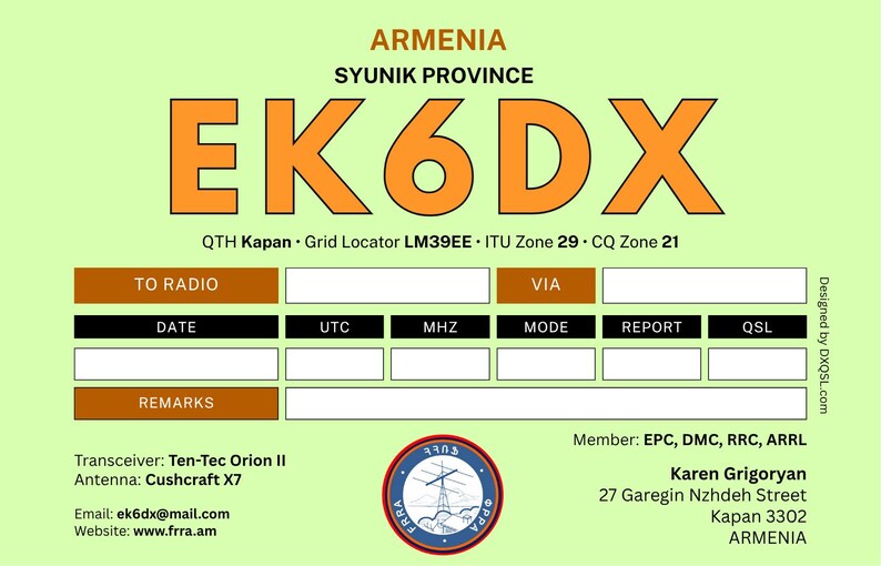 Ham Radio QSL Card Template | Editable Canva Design | Double-sided ...