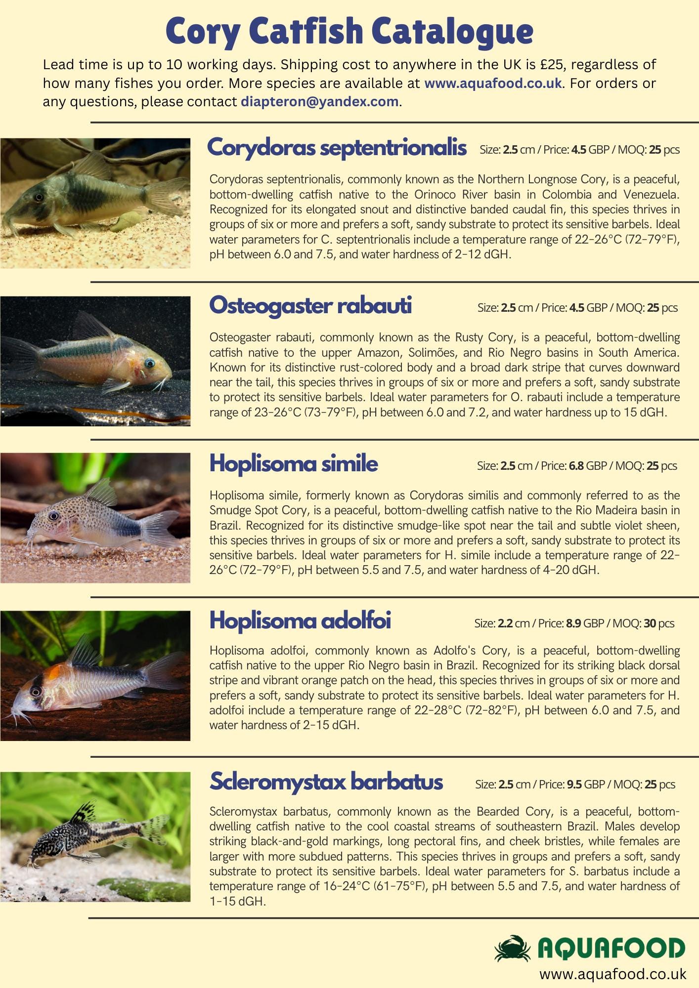 Cory Catfish Catalogue Template | Canva Editable Fish Stock List ...