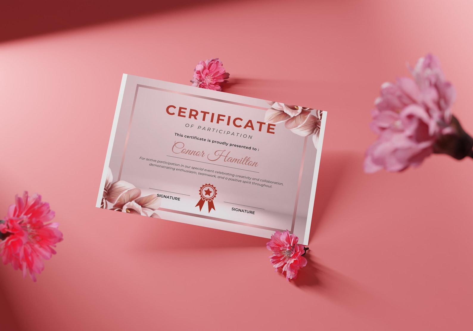 Certificate of Participation Template | Canva Editable | Floral Pink ...