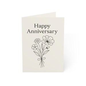 Tarjetas de felicitación, tarjeta de feliz aniversario con diseño floral, mensaje personalizado en el interior, tarjetas para ocasiones especiales, papelería para celebraciones,