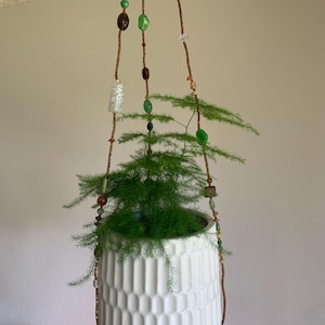 Suncatcher Glass Beaded Plant Hanger – Colorful Handmade Plant Holder – Eclectic Home Decor – Plant Lovers Gift Unique– Made to Order