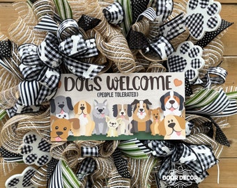 Dog wreath, Deco mesh wreath, Dog decor, Door Wreath, Door Decor, Summer Wreath, Door hanger, Dog lover