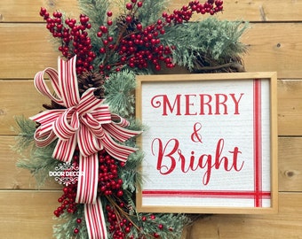 Merry & Bright Christmas Wreath, Door Wreath, Christmas Wreath, Holiday Wreath, Door Decor, Christmas Decor