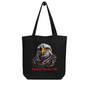 Patriot Mode: ON – Bald Eagle Tote Bag with USA Flag Scarf | American Pride Gift