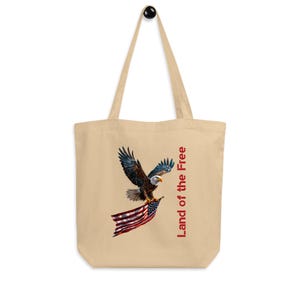 Land of the Free – Patriotic Eagle Tote Bag | Reusable Eco Bag for Everyday Use