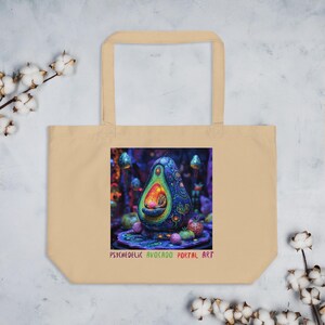 Psychedelic Avocado Portal Tote Bag | Large Organic Cotton Eco Bag