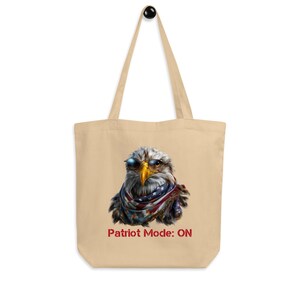 Patriot Mode: ON – Bald Eagle Tote Bag with USA Flag Scarf | American Pride Gift