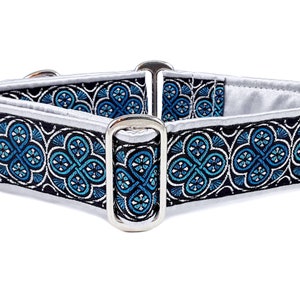 Blue Celtic Martingale Collar or Buckle Dog Collar - Adjustable for Medium to Large Breeds, Greyhounds, Great Danes, Poodles - 1.5 Inch Wide