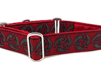 Celtic Ravens Martingale Collar or Buckle Collar - Adjustable for Medium to Large Dogs, Greyhounds, Whippets, Great Danes - 1.5 Inch Wide