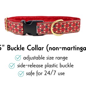 Red & Gold Stratford Floral Side-Release Buckle Dog Collar by The Hound Haberdashery