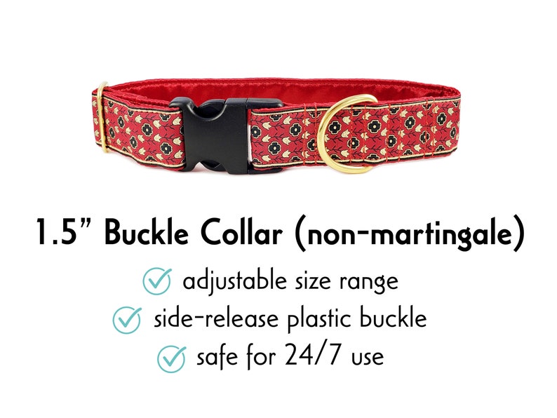 Red & Gold Stratford Floral Side-Release Buckle Dog Collar by The Hound Haberdashery