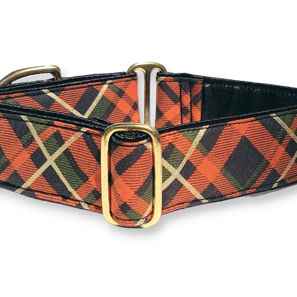 Fall Plaid Dog Collar: Martingale Dog Collar or Buckle Dog Collars for Large Dogs, Autumn Dog Collar, Halloween Dog Collars - 1.5 Inch Wide
