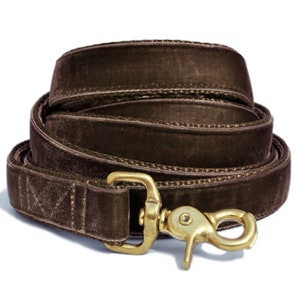 Brown Velvet Dog Leash: Handmade, Custom Length, 1-Inch Wide