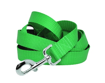 Candy Apple Green Nylon Dog Leash | Durable, Matching Dog Lead | Custom-Length, Handmade Gift for Pet Owners & Dog Lovers | 1 Inch Wide