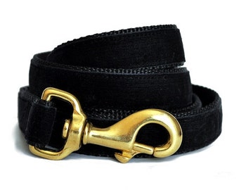Black Dog Leash - Velvet Dog Leash, Velvet Dog Lead, Dog Accessories, Dog Gift, Dog Lover Gift, Matching Leash, Custom Dog Leash