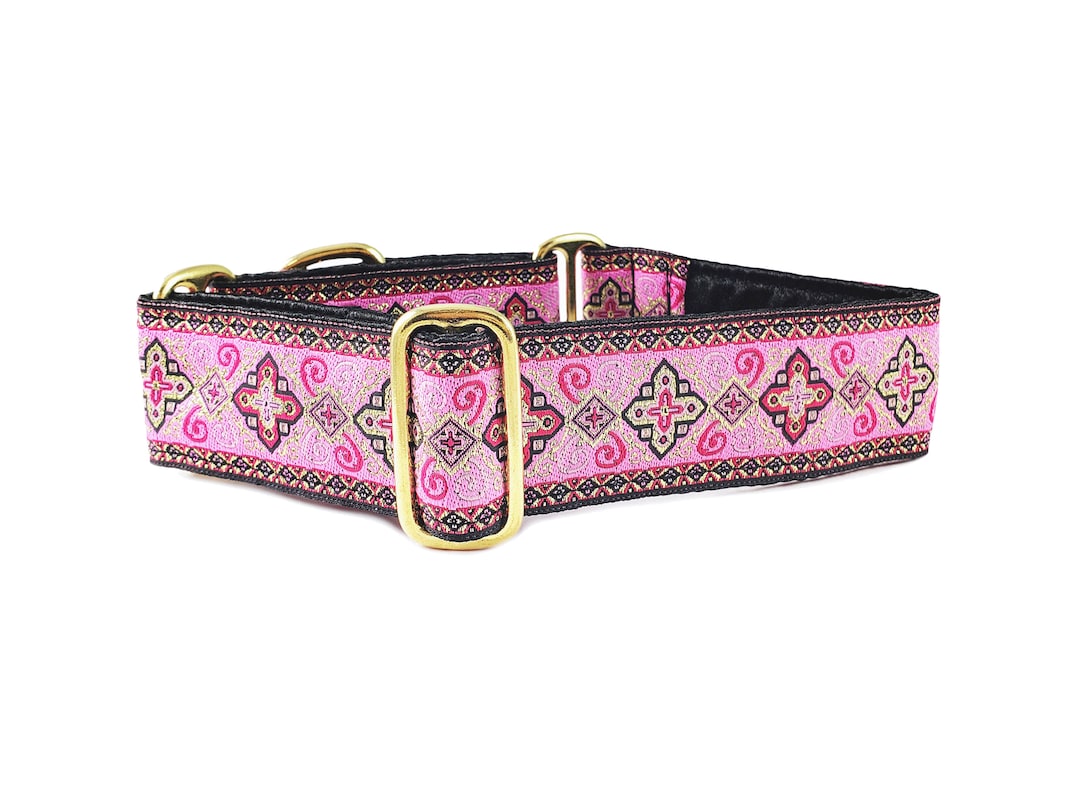 Pink Dog Collar Inch Wide Martingale or Buckle Style