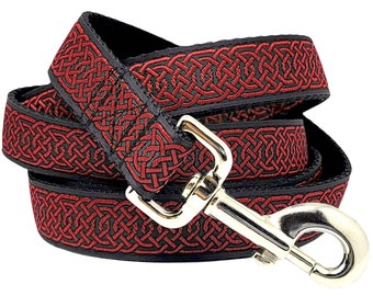 Red & Black Celtic Braid Dog Leash - Wexford Dog Lead, Dog Accessories, Dog Gift, Dog Lover Gift, Matching Leash, Custom Dog Leash