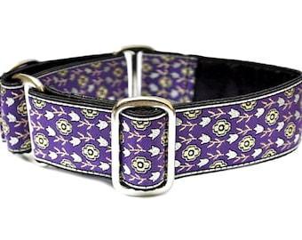 Purple Martingale Dog Collar or Buckle Collar - Adjustable for Medium to Large Dogs, Greyhounds, Whippets, Poodles, Galgos - 1.5 Inch Wide