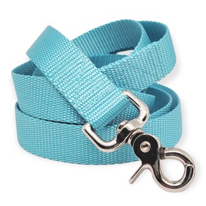 Aqua Blue Nylon Dog Leash | Durable, Matching Dog Lead | Custom-Length, Handmade Present for Pet Owner | Dog Lover Gift | 1 Inch Wide