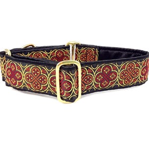 Celtic Martingale or Buckle Dog Collar in Red, Orange - Adjustable for Medium/Large Dogs, Greyhounds, Whippets, Great Danes - 1.5 Inch Wide
