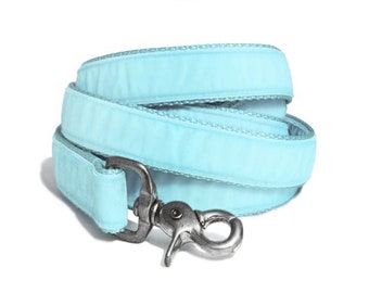 Correa para perros Aqua Velvet / Correa suave para mascotas hecha a mano, longitud personalizada