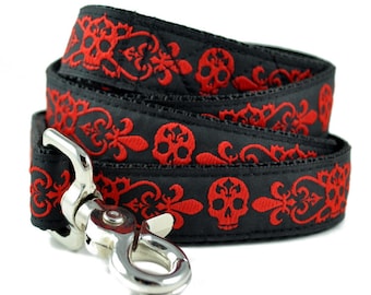 Skulls Dog Leash - Dog Lead, Dog Accessories, Dog Gift, Dog Lover Gift, Matching Leash, Custom Dog Leash