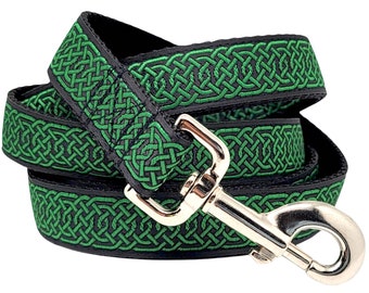 Green & Black Celtic Braid Dog Leash - Wexford Dog Lead, Dog Accessories, Dog Gift, Dog Lover Gift, Matching Leash, Custom Dog Leash