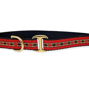 Red Gemstones - Dog Collar, Greyhound Tag Collar, Dog ID Tag Collar, House Collar, Dog Collar, Handmade Dog Collar - 3/4 Inch Wide