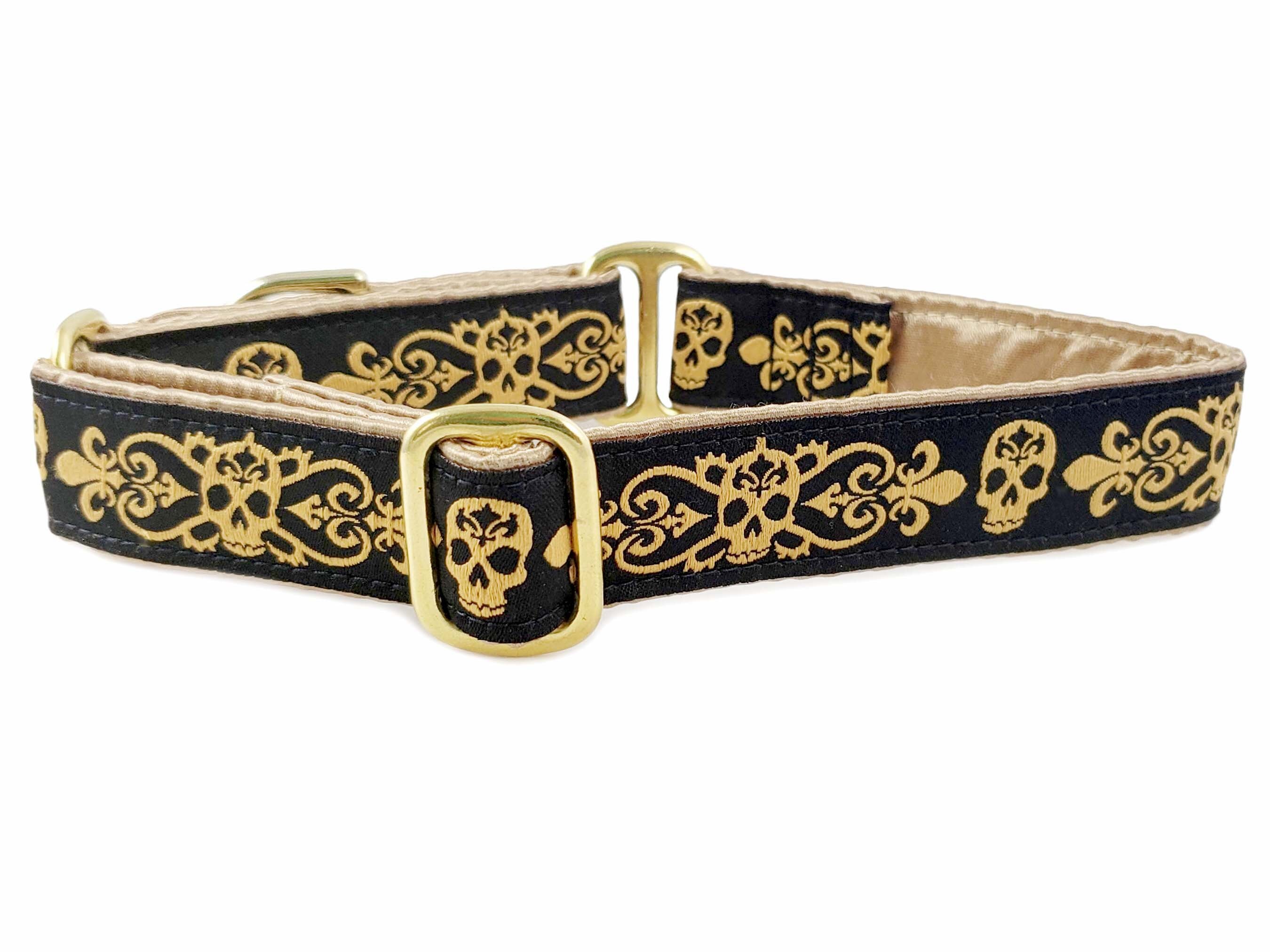 Danger Dog Gold Skulls Martingale Dog Collar or Buckle Dog Etsy