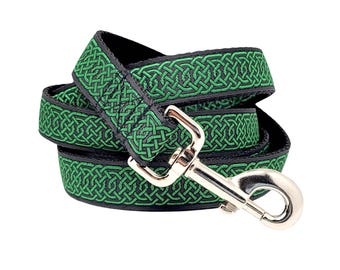 Green Celtic Braid Dog Leash - Custom Length Pet Lead