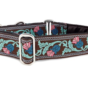 Thistle Martingale Dog Collar or Buckle Collar - Adjustable for Medium to Large Dogs, Whippets, Greyhounds, Boxers, Great Danes - 1.5" Wide