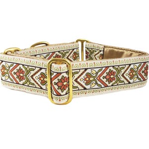 Bavaria Floral Martingale Collar or Buckle Dog Collar | Adjustable for Medium to Large Dogs, Greyhounds, Whippets, Poodles | 1.5 Inch Wide