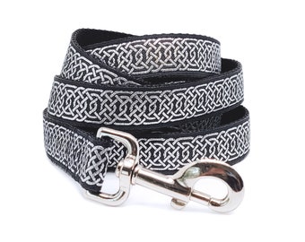 Metallic Silver & Black Celtic Braid Dog Leash - Wexford Dog Lead, Dog Accessories, Dog Gift, Dog Lover Gift, Matching Leash